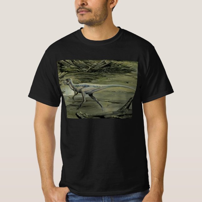 T-shirts Dinossauros Vintage, um Hypsilophodon Cretáceo (Frente)