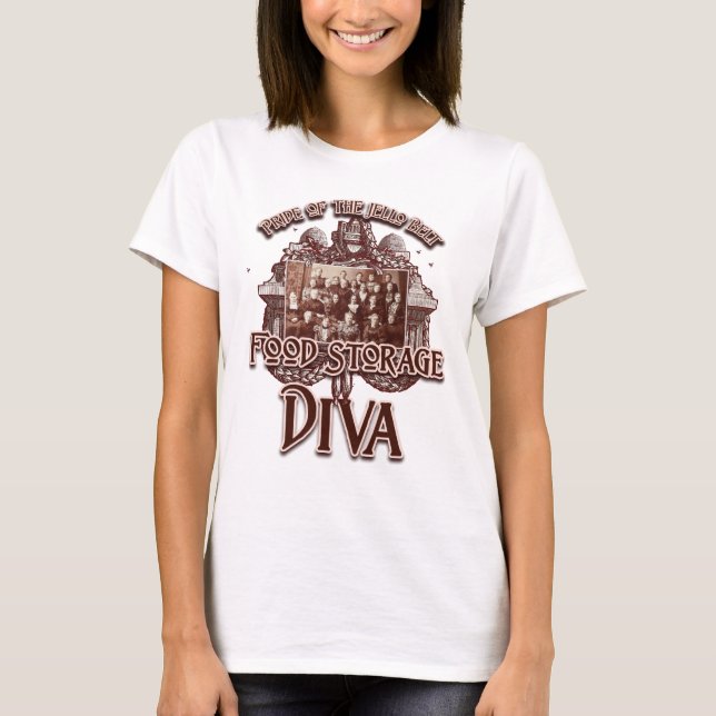 T-shirts Diva do armazenamento da comida:  Orgulho da (Frente)
