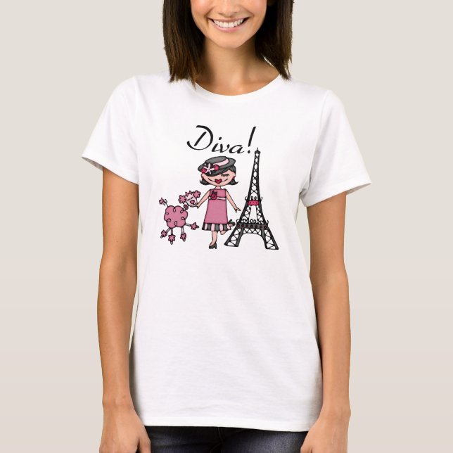 T-shirts Diva do cabelo preto (Frente)