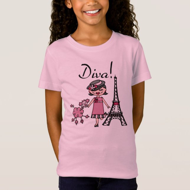 T-shirts Diva do cabelo preto (Frente)
