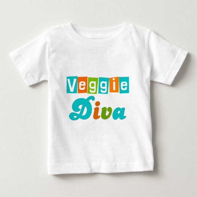 T-shirts Diva retro do vegetariano (Frente)