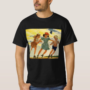 T-shirts Diversão no Patins de Rolamento Vintage Crianças M