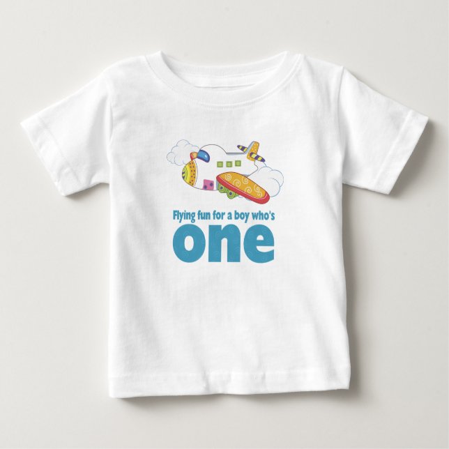 T-shirts Diversão Voadora para um Menino Que Tem 1 (Frente)