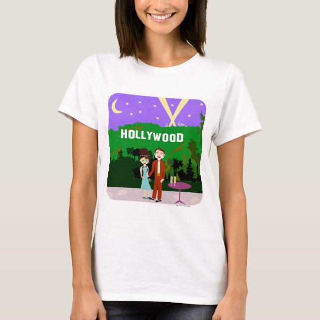 T-shirts Divertido Hollywood Romance Ilustrado Arte Retroat (Frente)