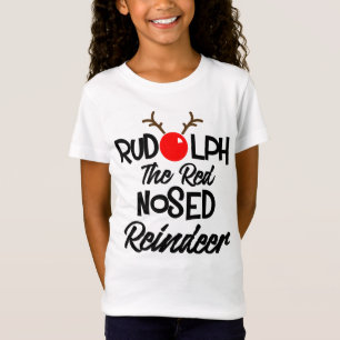 T-shirts Divertido Rudolph A Rena Vermelha Nosada Xmas Grá
