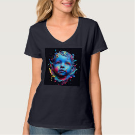 T-Shirts do colo-V feminino Trabalho de arte 19