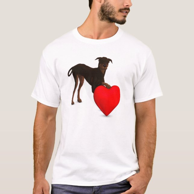 T-shirts Doberman Pinscher com Coração (Frente)