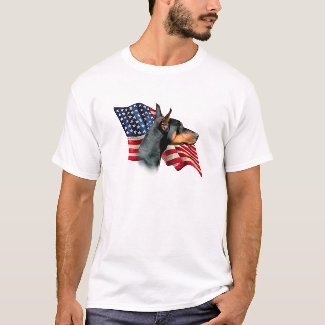 T-shirts Doberman Pinscher Flag (Frente)