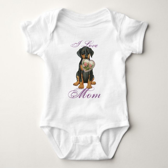T-shirts Doberman Pinscher Heart Mãe (Frente)