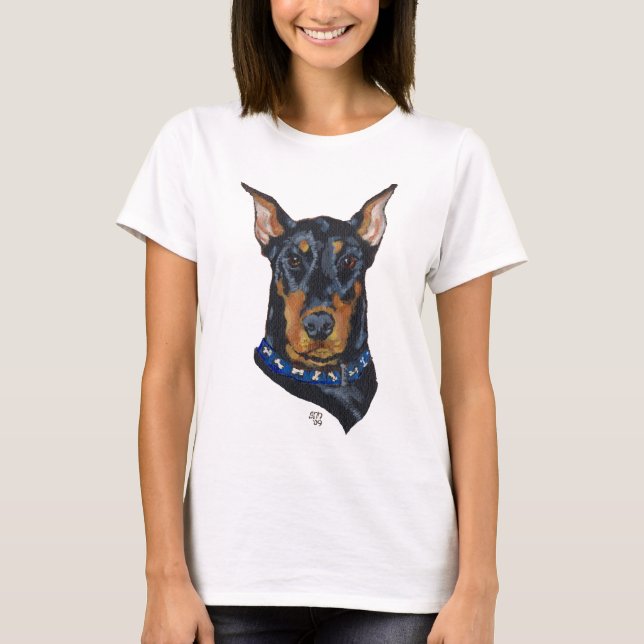 T-shirts Doberman Pinscher Preto (Frente)