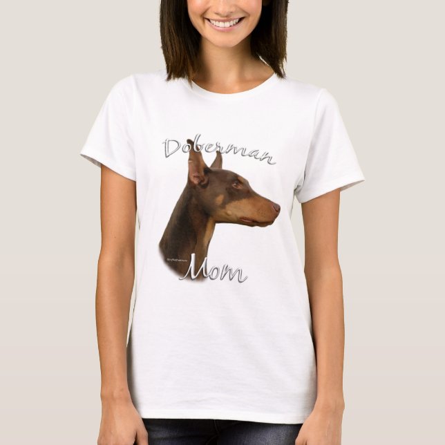 T-shirts Doberman Pinscher (vermelho) Mãe 2 (Frente)