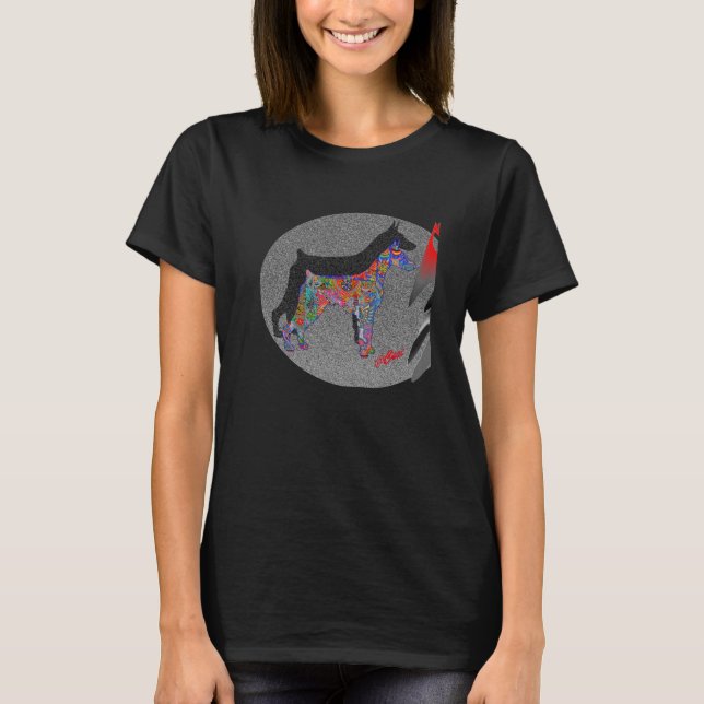 T-shirts Dobermans art w chalk (Frente)