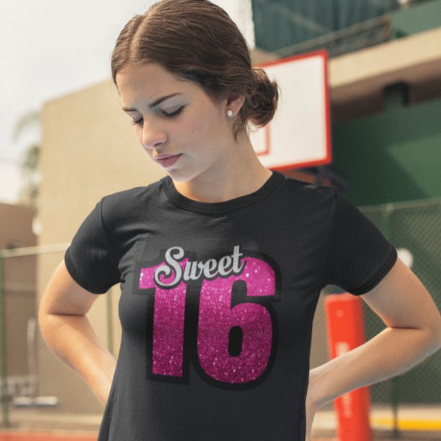 T-shirts DOCES 16 GAROTAS DE PINK FAUX GLITTER ANI (Criador carregado)