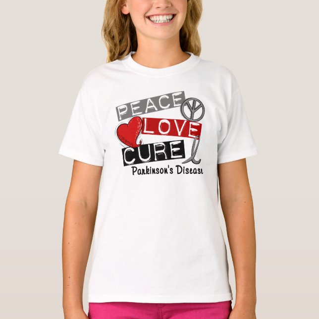 T-SHIRTS DOENÇA DA CURA PARKINSONS DO AMOR DA PAZ (Frente)
