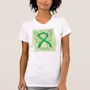 T-shirts Doença Renal Sensibilização Verde Fita Diamante