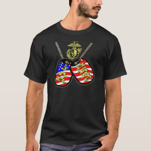 T-shirts Dog tags da bandeira americana de Jarhead do