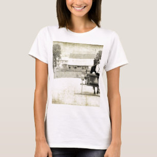 T-shirts Dois Amish Buggies Sepia Rural Road