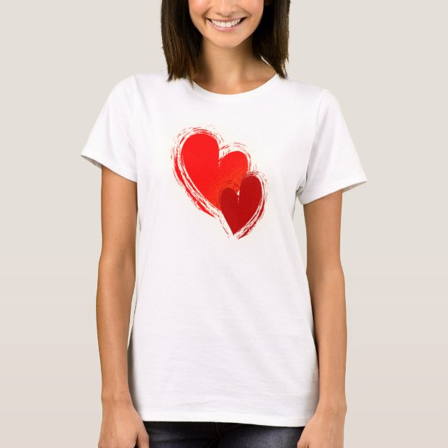 T-shirts Dois corações apaixonados (Frente)