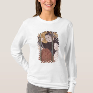 T-shirts Dois homens e mulher atrás do toldo, tela do