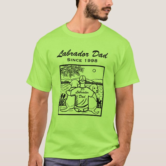 T-shirts Dois Labradors e pai (Frente)