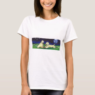 T-shirts Dois wheatens sob a lua