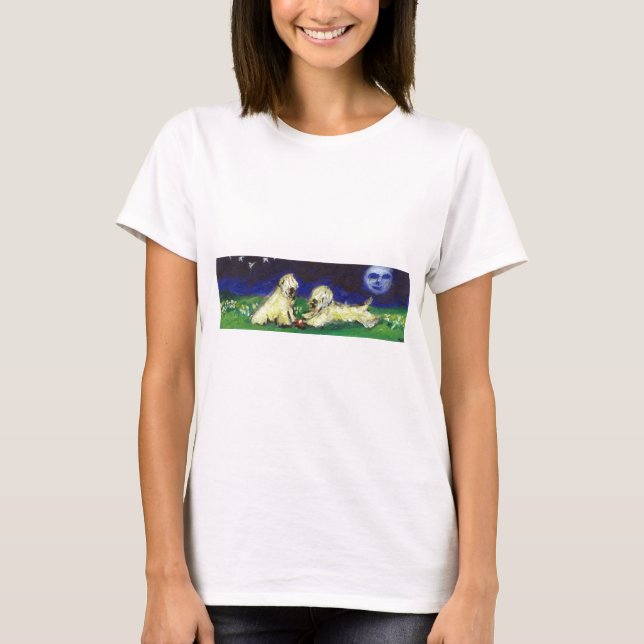 T-shirts Dois wheatens sob a lua (Frente)