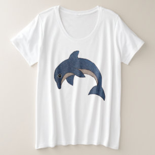 T-shirts Dolphin Faux Glitter Dark Blue Pulphing Dolphin