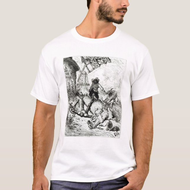 T-shirts Don Quixote e os moinhos de vento (Frente)