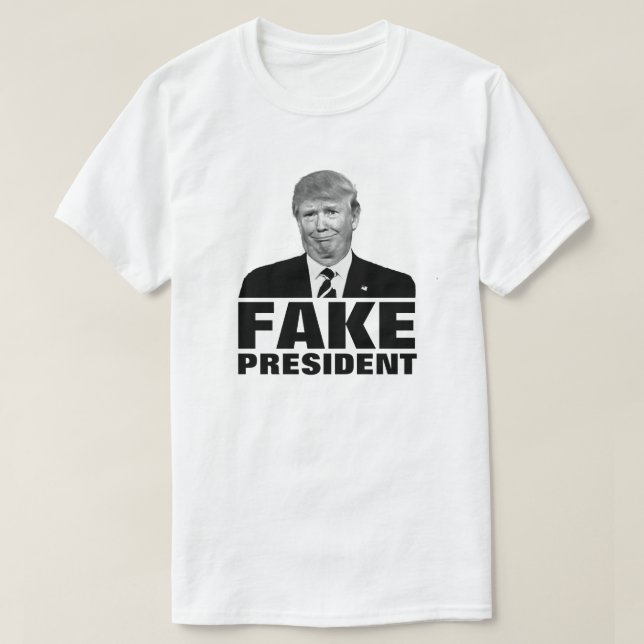 T-shirts Donald Trump "PRESIDENTE FALSO" Para Cores Leves (Frente do Design)