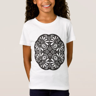 T-shirts Doodle bonito do quadrado preto de Deco