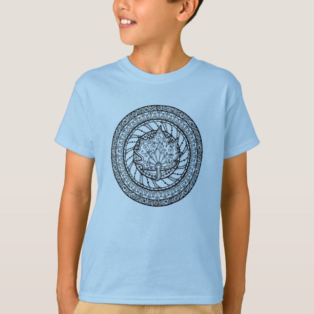 T-shirts Doodle da folha de bordo do outono (Frente)