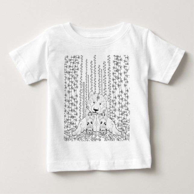 T-shirts Doodle de bambu da panda (Frente)