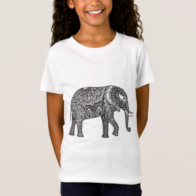 T-shirts Doodle do elefante da fantasia (Frente)