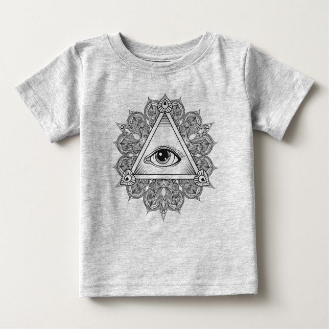 T-shirts Doodle do símbolo da pirâmide do olho (Frente)