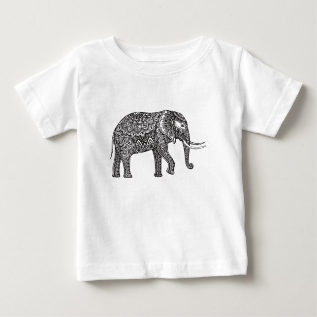T-shirts Doodle estilizado do elefante da fantasia (Frente)