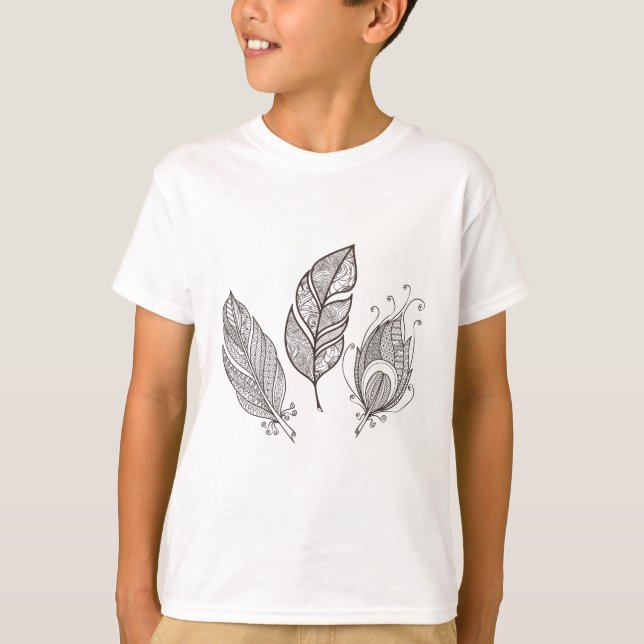 T-shirts Doodle intrincado da pena (Frente)