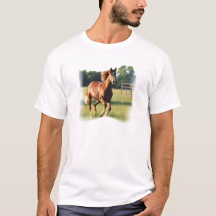 T-shirts Dos homens de galope do cavalo da castanha o