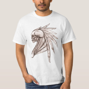 T-shirts Dos homens indianos do crânio da asa tribal da
