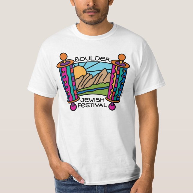 T-shirts Dos homens judaicos do festival de Boulder T (Frente)