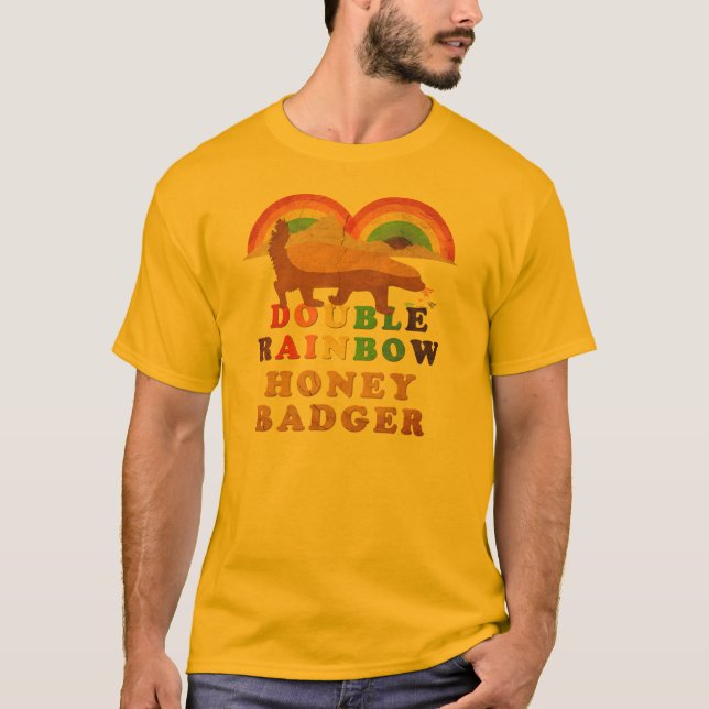 T-SHIRTS DOUBLE RAINBOW HONEY BADGGER (Frente)