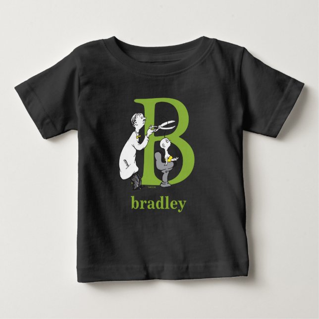 T-shirts Dr. Seuss ABC: Carta B - Verde | Adicione seu nome (Frente)