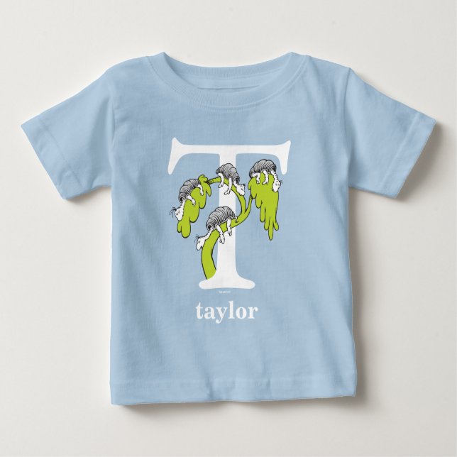 T-shirts Dr. Seuss ABC: Carta T - Branco | Adicione seu nom (Frente)