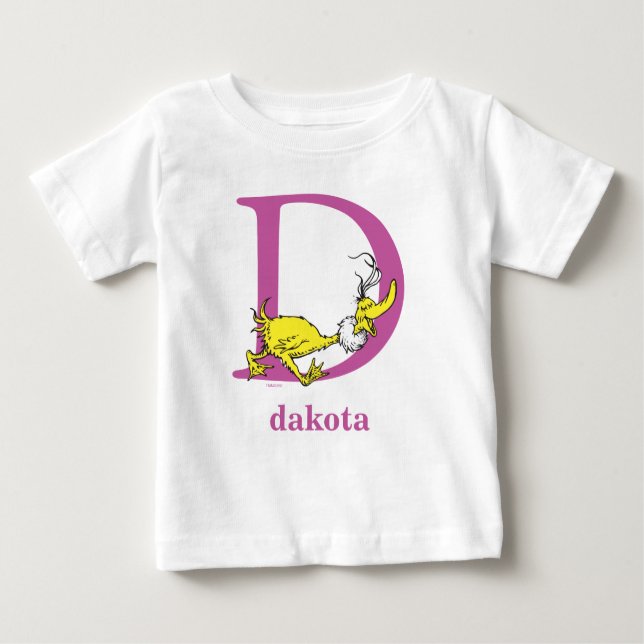 T-shirts Dr. Seuss ABC: Letra D - Roxo | Adicione seu nome (Frente)