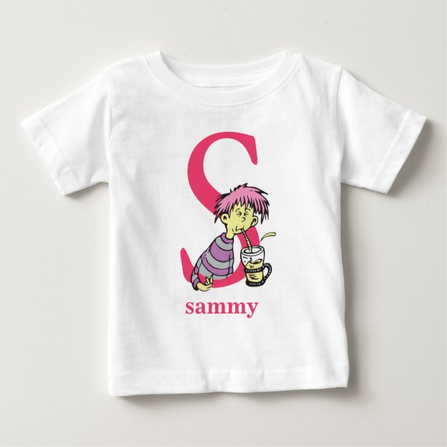 T-shirts Dr. Seuss ABC: Letra S - Rosa | Adicione seu nome (Frente)