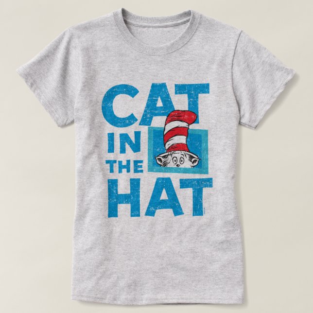 T-shirts Dr. Seuss | Gato no logotipo chapéu (Frente do Design)