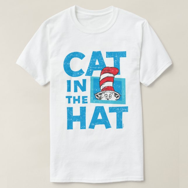 T-shirts Dr. Seuss | Gato no logotipo chapéu (Frente do Design)