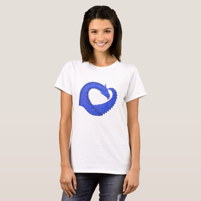 T-shirts Dragão azul no branco (Frente Completa)