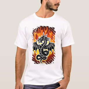 T-shirts Dragão com as chamas no fundo