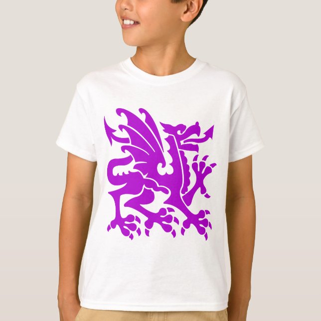 T-shirts Dragão Heráldico 01 - Roxo (Frente)