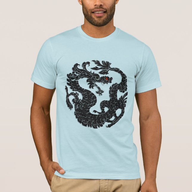 T-shirts Dragão Oriental Negro (Frente)